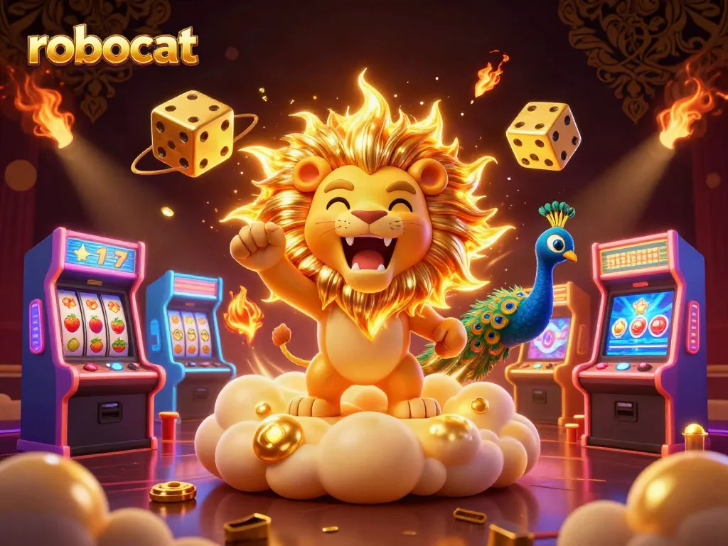 robocat offers electrifying casino excitement with animated golden lions and vibrant gaming elements.